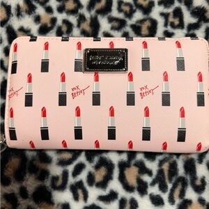 Betsey Johnson Lipstick Pattern Pink Wallet